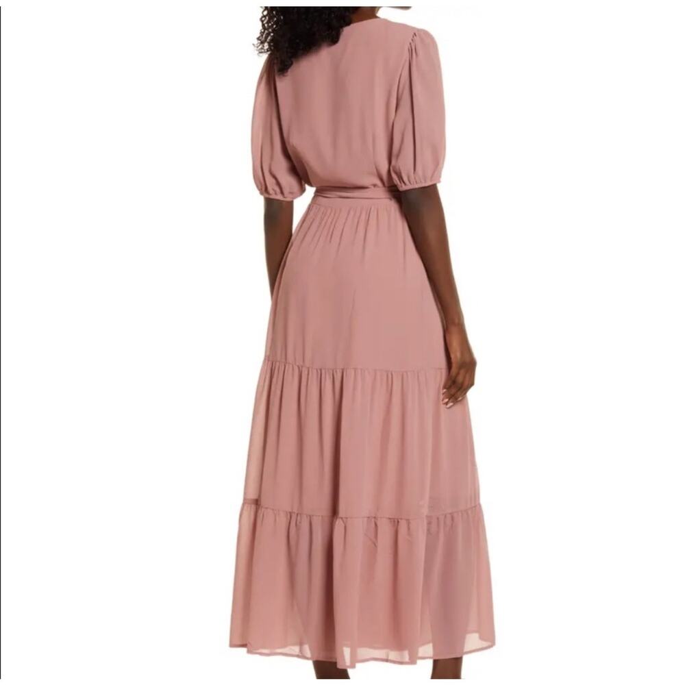 Charles Henry Short Sleeve Tiered Wrap Maxi Dress Size L Large NEW Coral - Picture 4 of 9